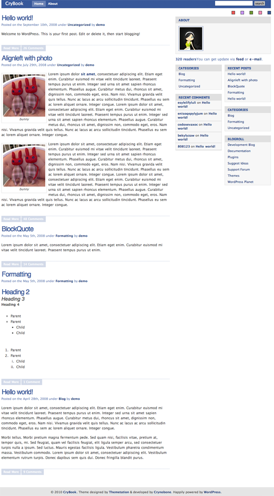 Crybook WordPress Theme Crybook WordPress Theme