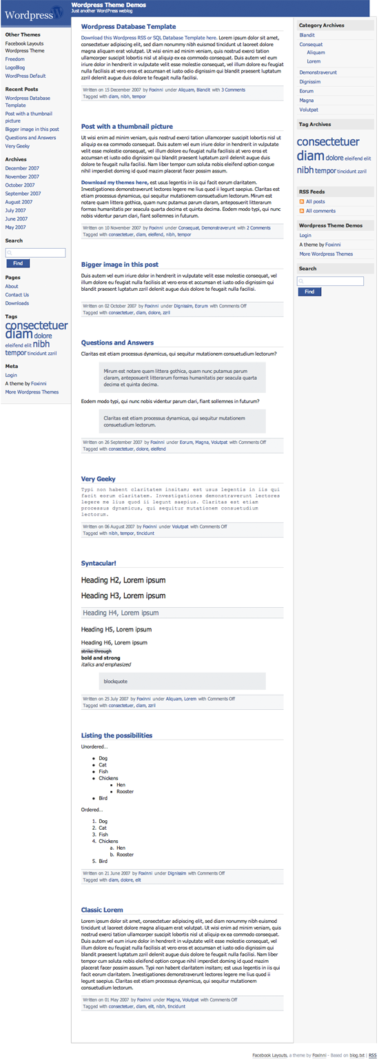 Facebook Layouts WordPress Theme Facebook Layouts WordPress Theme