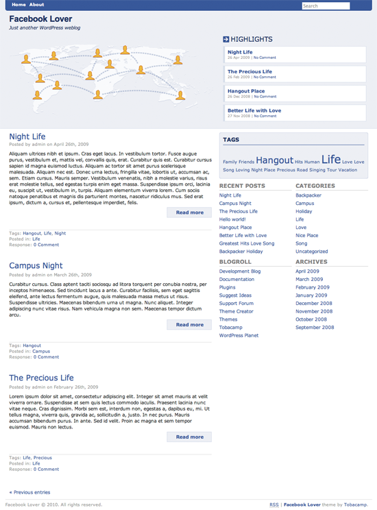 Facebook Lover WordPress Theme Facebook Lover WordPress Theme