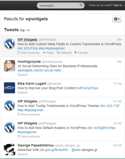 Capture twitter search