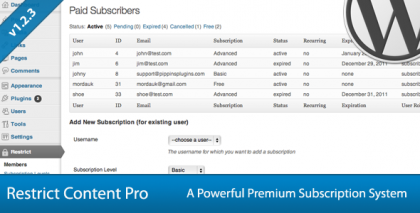 Restrict Content Pro - Premium Content Plugin Restrict Content Pro - Premium Content Plugin